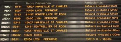 Panneau d'affichage des horaires de la Sncf